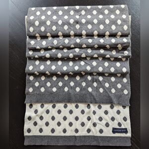 Lands End Wide Knit Polka Dot Scarf Wrap